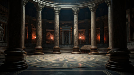 Hidden chamber in a Roman temple preserving ancient scrollsの素材