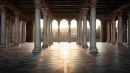 Majestic colonnade of a Roman temple for scholarly debatesの素材