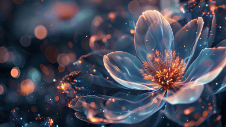 Cosmic flowers bloom on universe's edge petals glow with distant stars' light wallpaperの素材