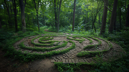 Enchanted pathways lead deeper into woods labyrinth of mystery wallpaperの素材