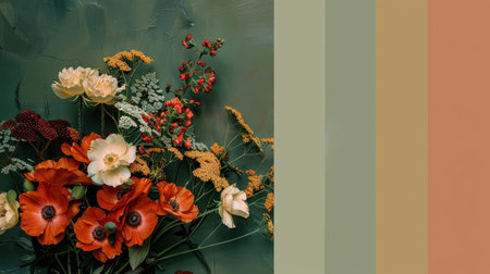 Earthy tones with bursts of vibrant blooming flowers wallpaperの素材