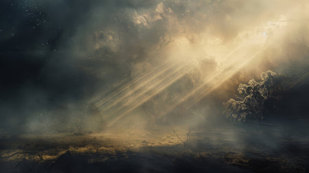 Light filters mist creates celestial glow wallpaperの素材