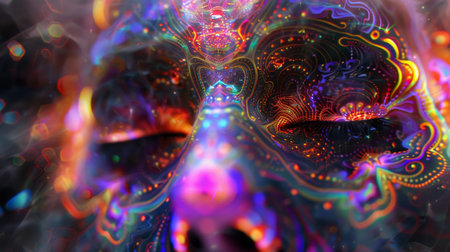 Psychedelic journey: kaleidoscopic patterns surreal imagery consciousness depthsの素材