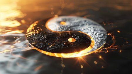 Dynamic interplay of light and shadow symbolizes balanceの素材