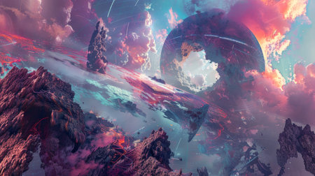 Virtual reality theme with immersive landscapesの素材