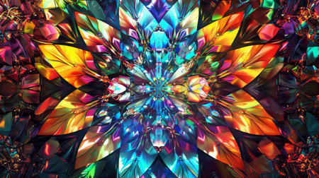 Colorful mosaic emerges from dark backdropの素材