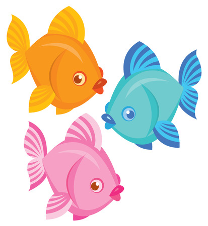 colorful saltwater fish - vector set for designのイラスト素材