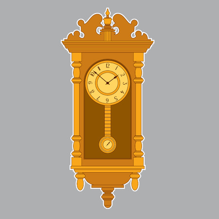 old retro wall clock with pendulum - vector illustration for designのイラスト素材