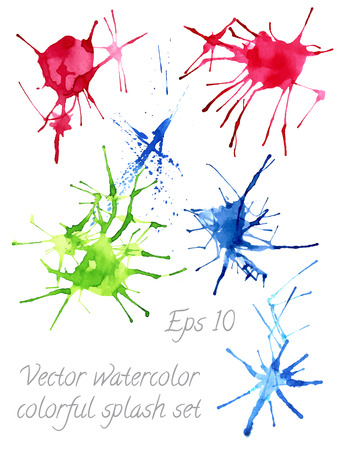vector watercolor colorfu blots and splashesのイラスト素材