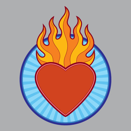 burning flaming heart - vector illustrationのイラスト素材