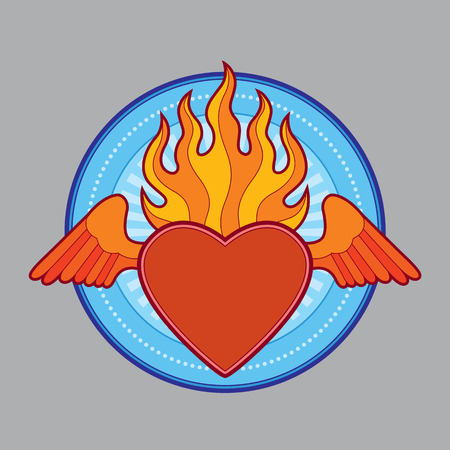 burning flaming heart - vector illustrationのイラスト素材