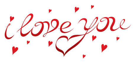 hand drawing inscription I love you - exclusive lettering for Valentine\'s Dayのイラスト素材