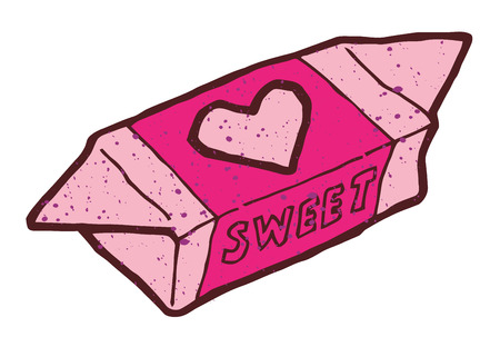 large pink candy with picture of the heart - vector iconのイラスト素材