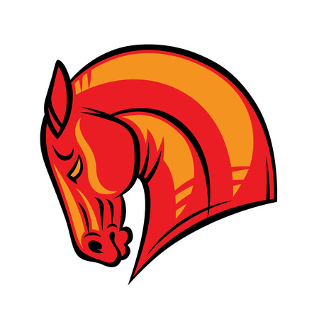 red head horse - vector illustration for design -  template or mascotのイラスト素材
