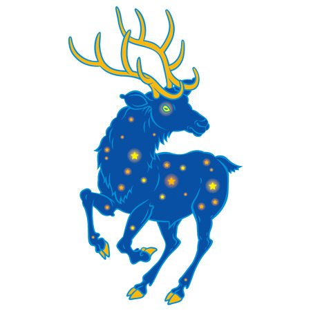 Unusual space deer with shining stars. Vector Ilustrationのイラスト素材