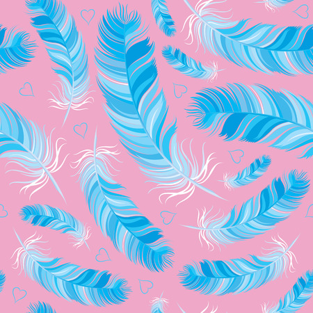 bluebird feather vector seamless patternのイラスト素材