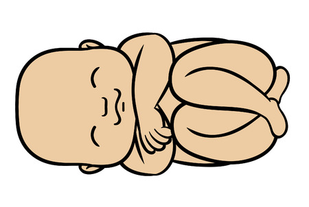 newborn little baby smiling with small arms and legs - stylized art for logos, signs, icons and design cards, invitations and baby showerのイラスト素材