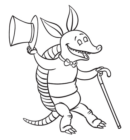 Vector illustration of happy cartoon funny dancing armadilloのイラスト素材