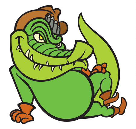 Funny crocodile in cowboy hat, boots and glovesのイラスト素材