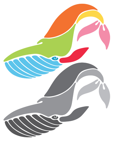 stylized vector illustration of whaleのイラスト素材