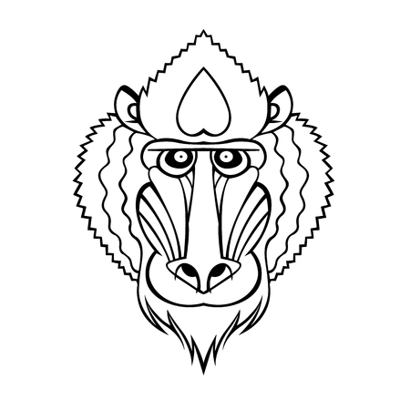 Mandrill head vector stylized tattoo can be used as a mascotのイラスト素材