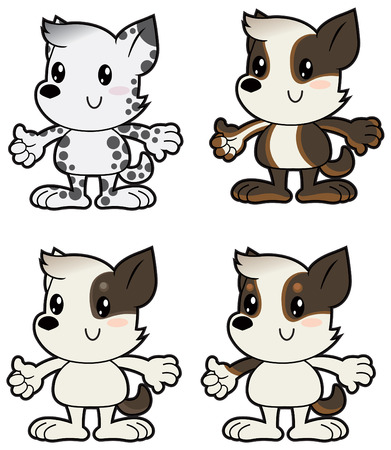 Cartoon little dogs in different colorsのイラスト素材