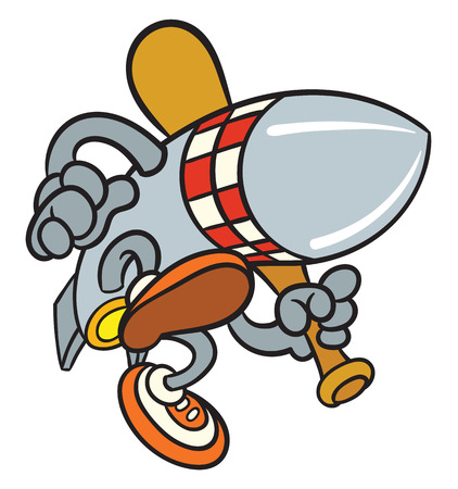 Cartoon rocket bomb with baseball batのイラスト素材