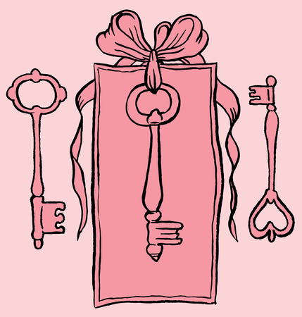 Key tag - vector hand drawingのイラスト素材