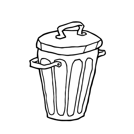 trash can dumpster old hand drawing doodle like a tin bucket or basket - vector suitable for sketching and designのイラスト素材