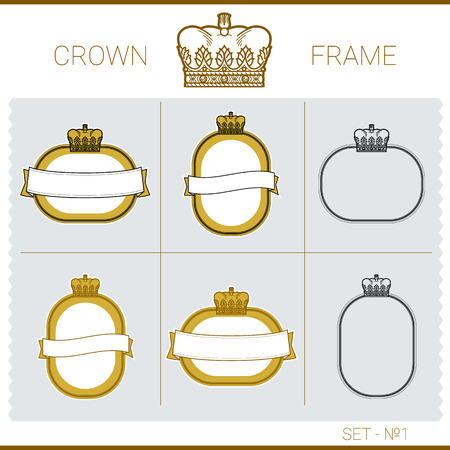 set of vector exquisite vignettes with the royal crownのイラスト素材