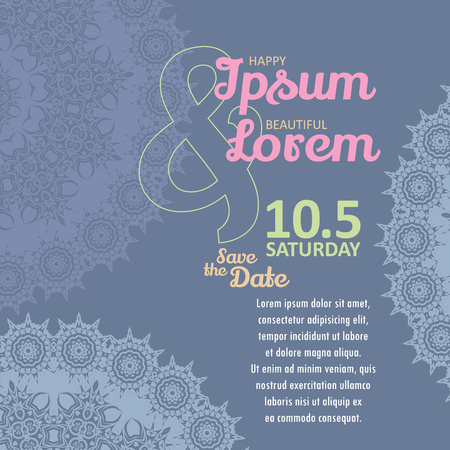 Invitation wedding card with lace vector template - for invitations, flyers, postcards, cards and so onのイラスト素材