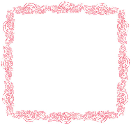 pink vector frame - classic retro pink rosesのイラスト素材
