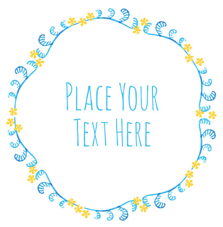 Round frame flover garland - watercolor vector templateのイラスト素材