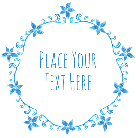 Round frame flover garland - watercolor vector templateのイラスト素材