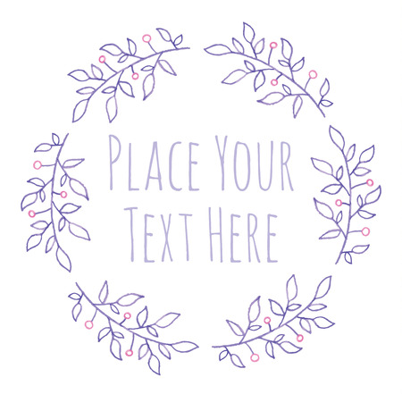Round frame flover leaves and branch garland - watercolor vector templateのイラスト素材