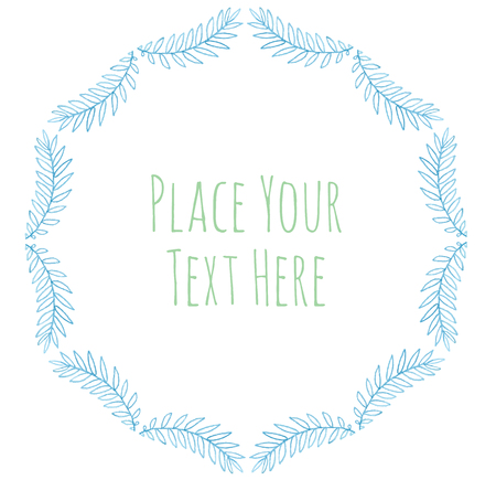 Round frame leaves and branch garland - watercolor vector templateのイラスト素材