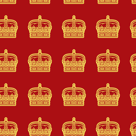 Endless seamless vector pattern with golden crownsのイラスト素材