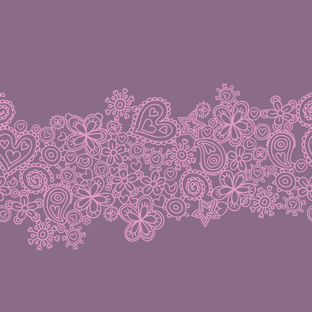 Seamless pattern made of flowers and hearts. Seamless pattern can be used for wallpapers, pattern fills, web page backgrounds, surface textures.のイラスト素材