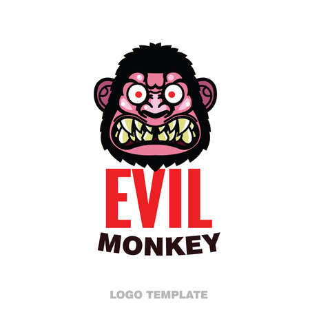 angry monkey head - vector illustration ideal for a mascot and tattoo or T-shirt graphicのイラスト素材