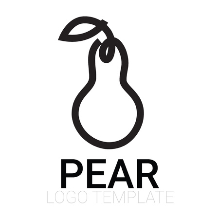 stylized food vector icons - pear with leaf fruitのイラスト素材