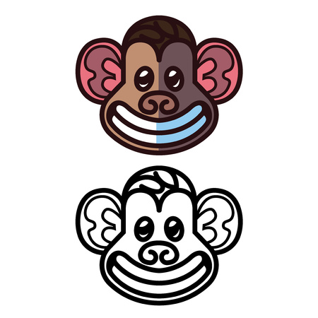 Monkey head template - vector illustration for mascot tattoo or t-shirt designのイラスト素材