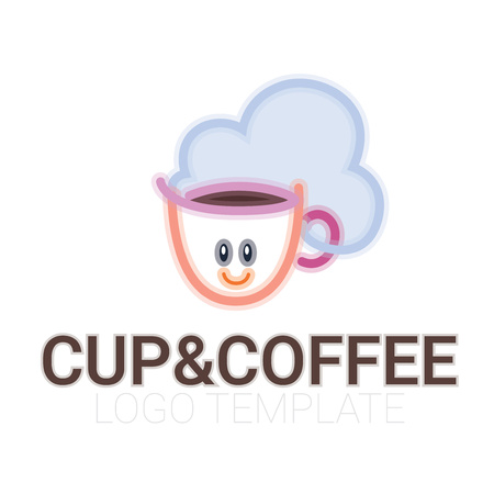 Line drawing of cup of coffee with smile and thick foamのイラスト素材