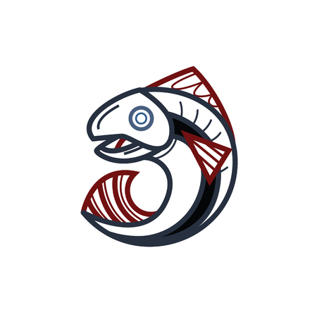 Vector illustration - Jumping fish out of the waterのイラスト素材