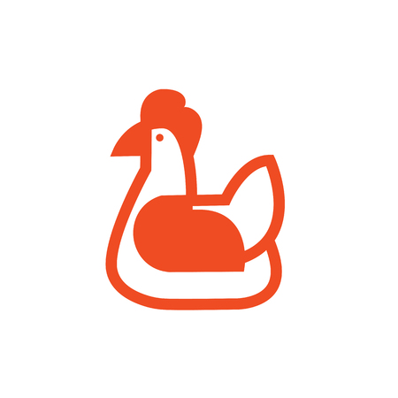 Chicken vector sketch icon linear flat style isolated on background for infographic, website or appのイラスト素材