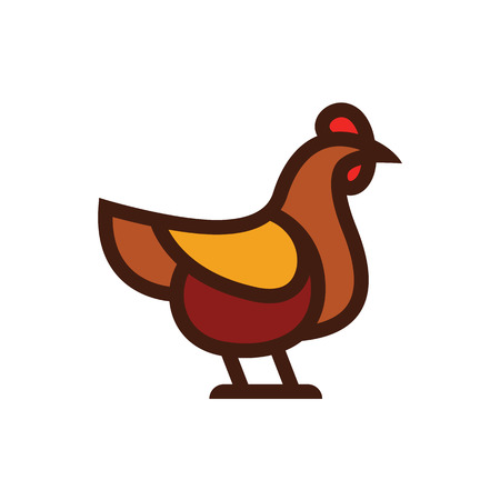 Chicken vector icon linear flat style isolated on background for infographic, website or appのイラスト素材