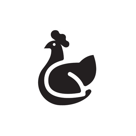 Chicken or Rooster vector icon for web, mobile and infographics icon isolated on white background.のイラスト素材