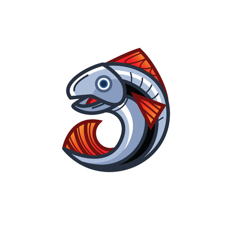 Vector illustration - Jumping fish out of the waterのイラスト素材