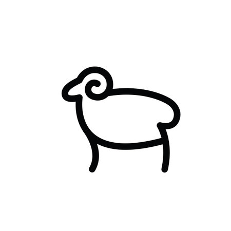 Linear stylized drawing of sheep or ram - for icon or sign templateのイラスト素材