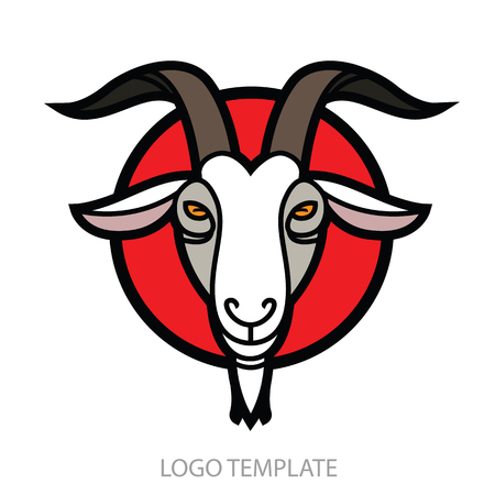 Linear stylized drawing Goat's head - stylish portrait for designのイラスト素材