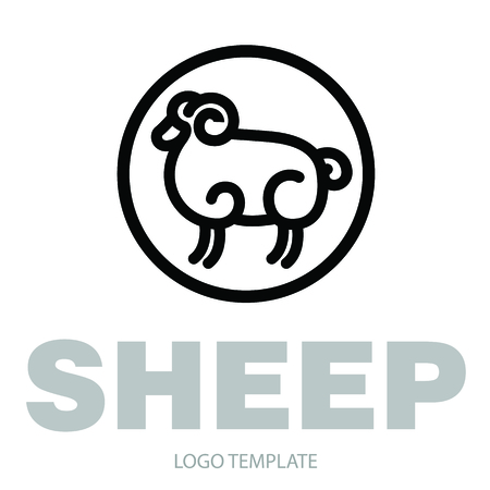 Linear stylized drawing of ram - for icon or sign templateのイラスト素材